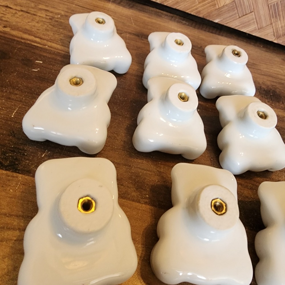 Teddy Bear Pewter Knobs Drawer Pulls Lot of 9 Purple Bowtie 2" x 1.5" New - Picture 6 of 6